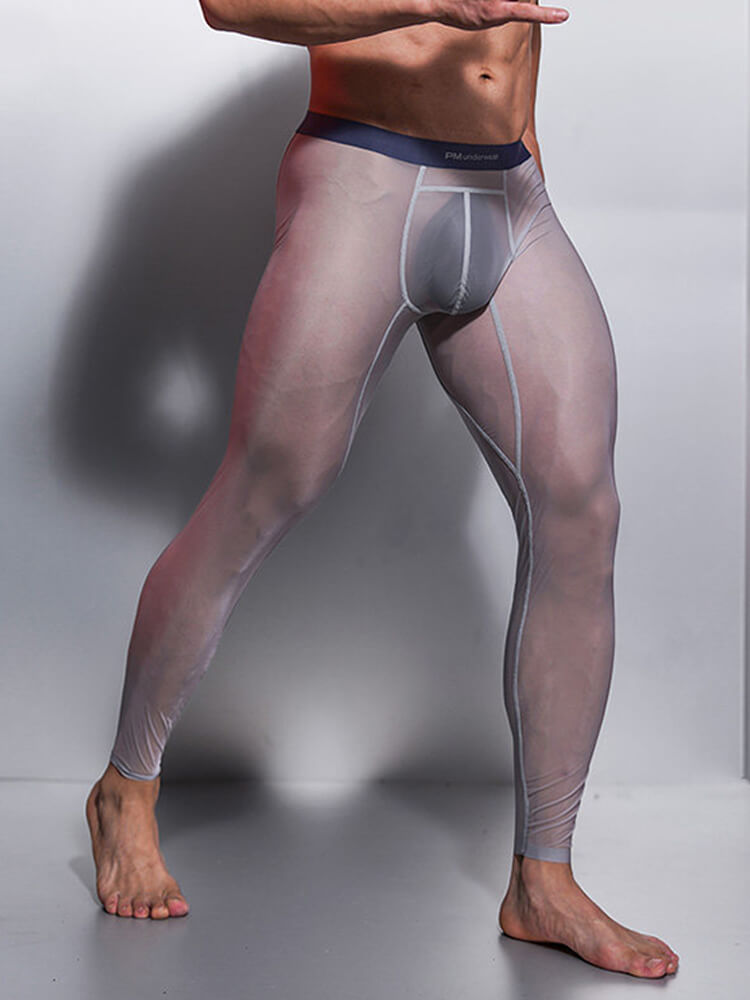 Men's Sexy Low-Waisted Thin Sheer Ice Silk Leggings