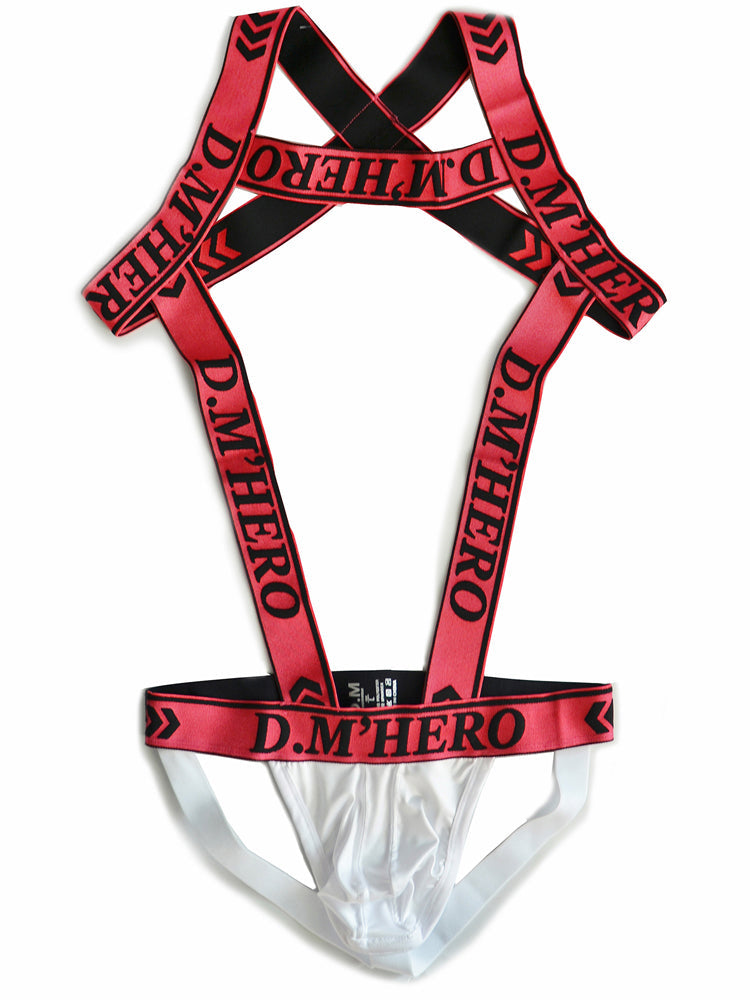 D.M Hero Double Thong Harness Jockstrap - Pink