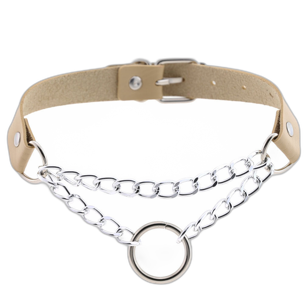Chained O-Ring Leather Collar / Choker