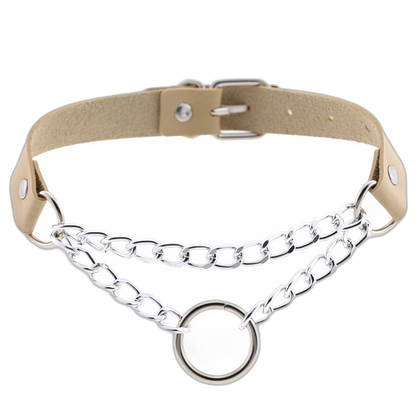 Chained O-Ring Leather Collar / Choker