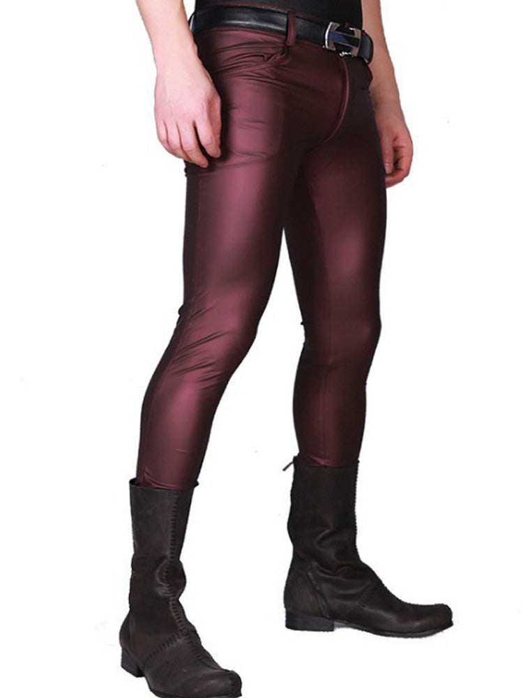 Skinny Motorcycle Men's PU Leather Pants