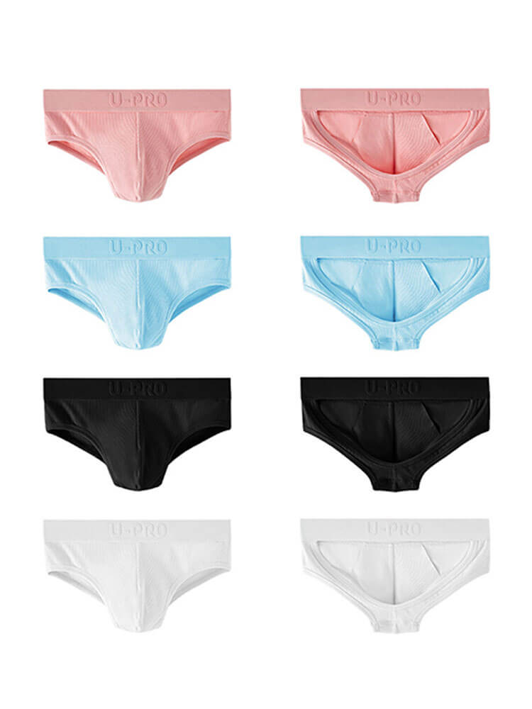 Men's Sexy Ribbed Buttock-Revealing Cotton Briefs