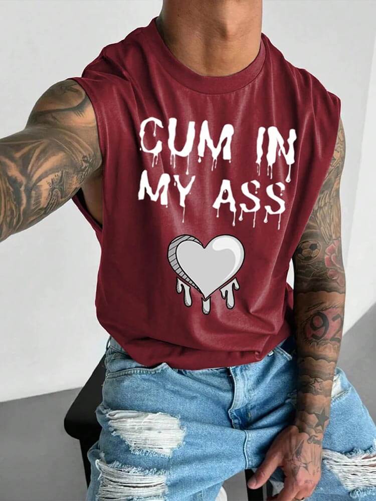Men's LGBTQ Cum In My Ass Print Wide Shoulder Vest