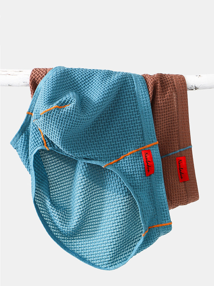 3 Pack Men's Nylon Plaid Lift Hip Briefs Triangle Briefs