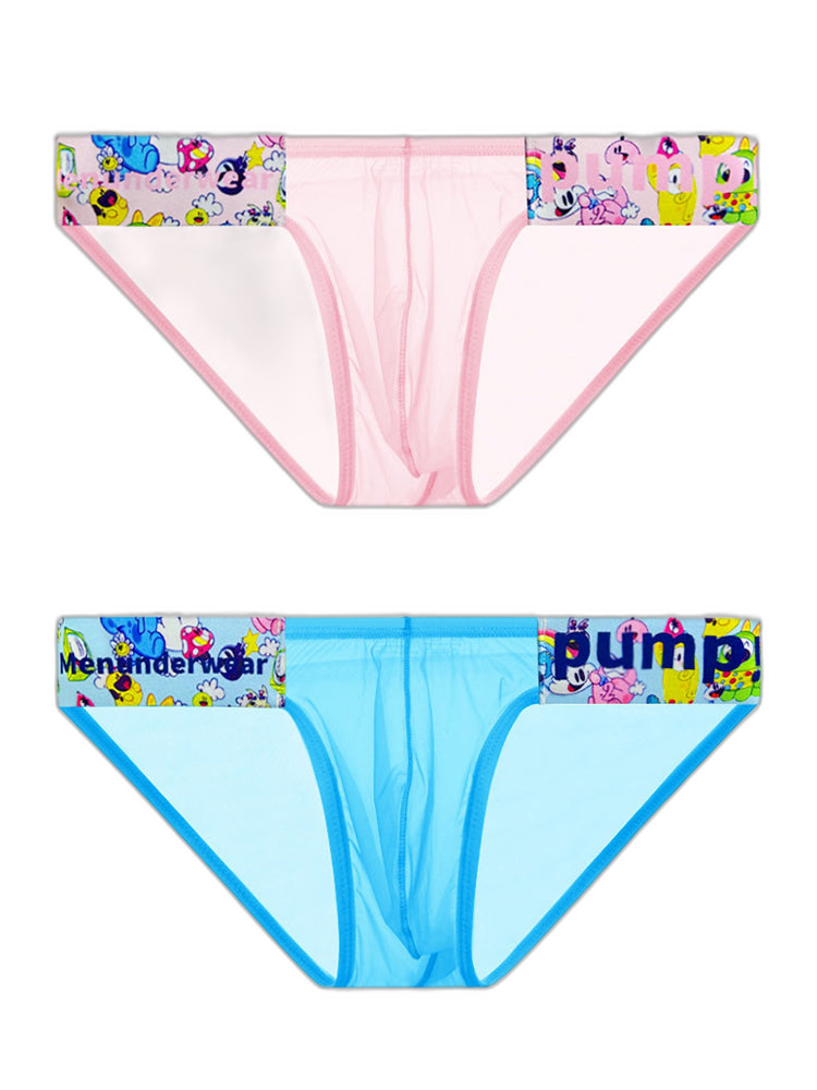 2 Pack Men's Low-Rise Seamless Sheer Breathable Briefs