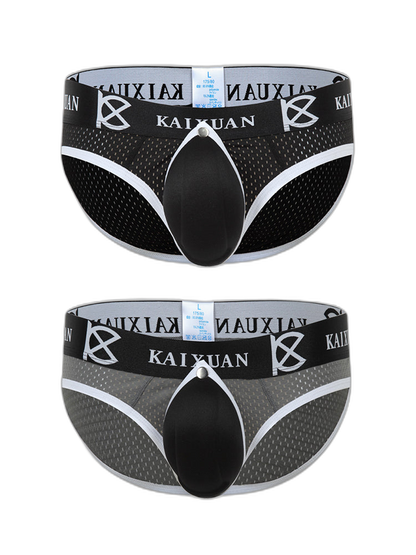 2 Pack Men's Sexy Mesh Front Opening Sponge Coaster Briefs
