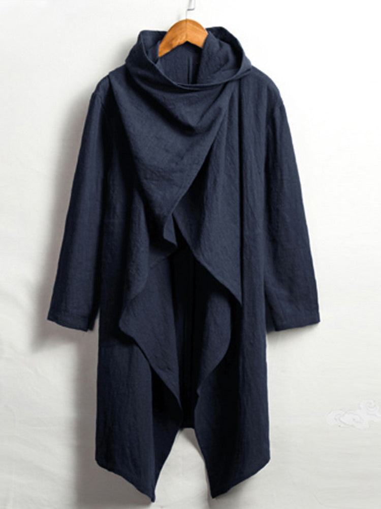 Men's Long Solid Color Cotton Cape