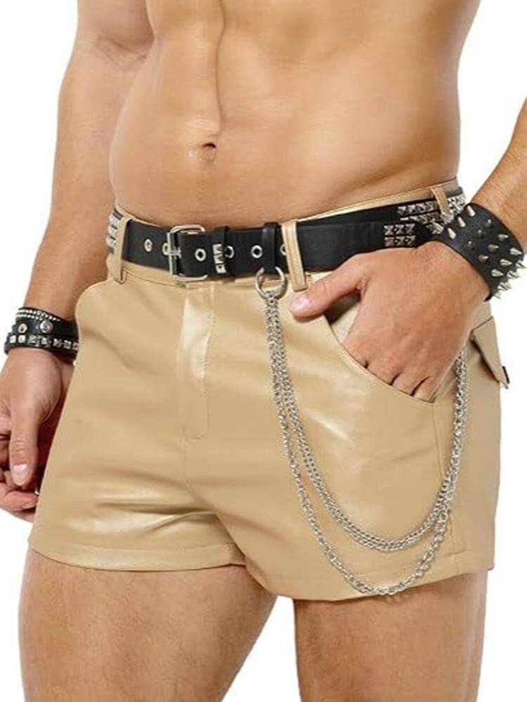 Men's Casual Street Multicolor PU Leather Shorts