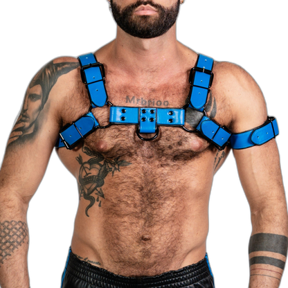 ruff GEAR Bold Leather Bulldog Harness Blue