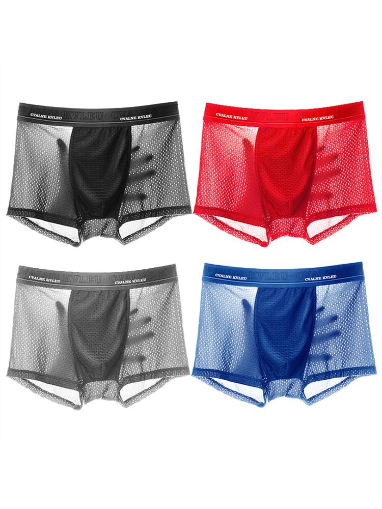 4 Pack Mesh Breathable Ice Silk Underwear Boxer