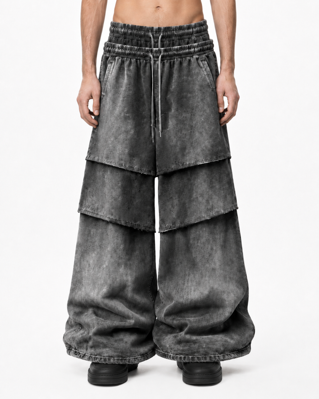 KIIKIO Layered Washed Wide-Leg Sweatpants