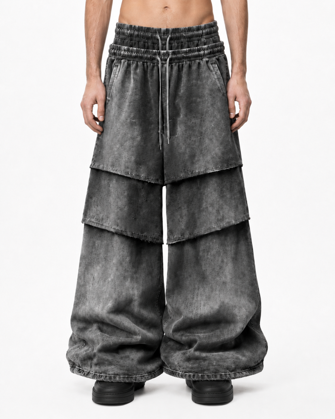 KIIKIO Layered Washed Wide-Leg Sweatpants