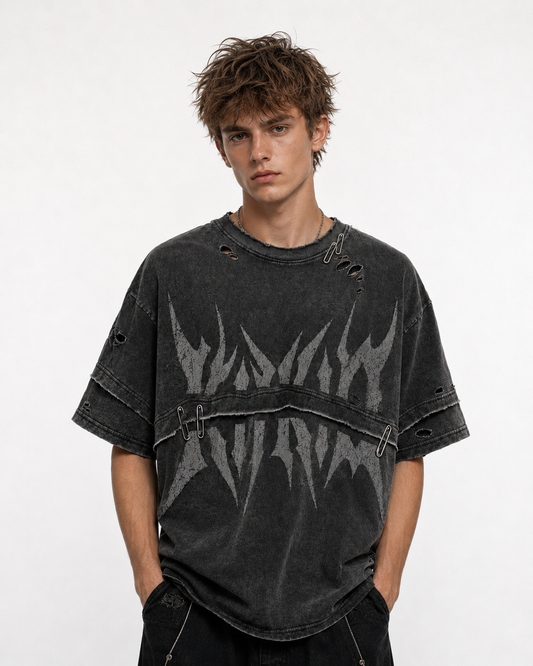 KIIKIO American-Style Distressed High-Street T-Shirt