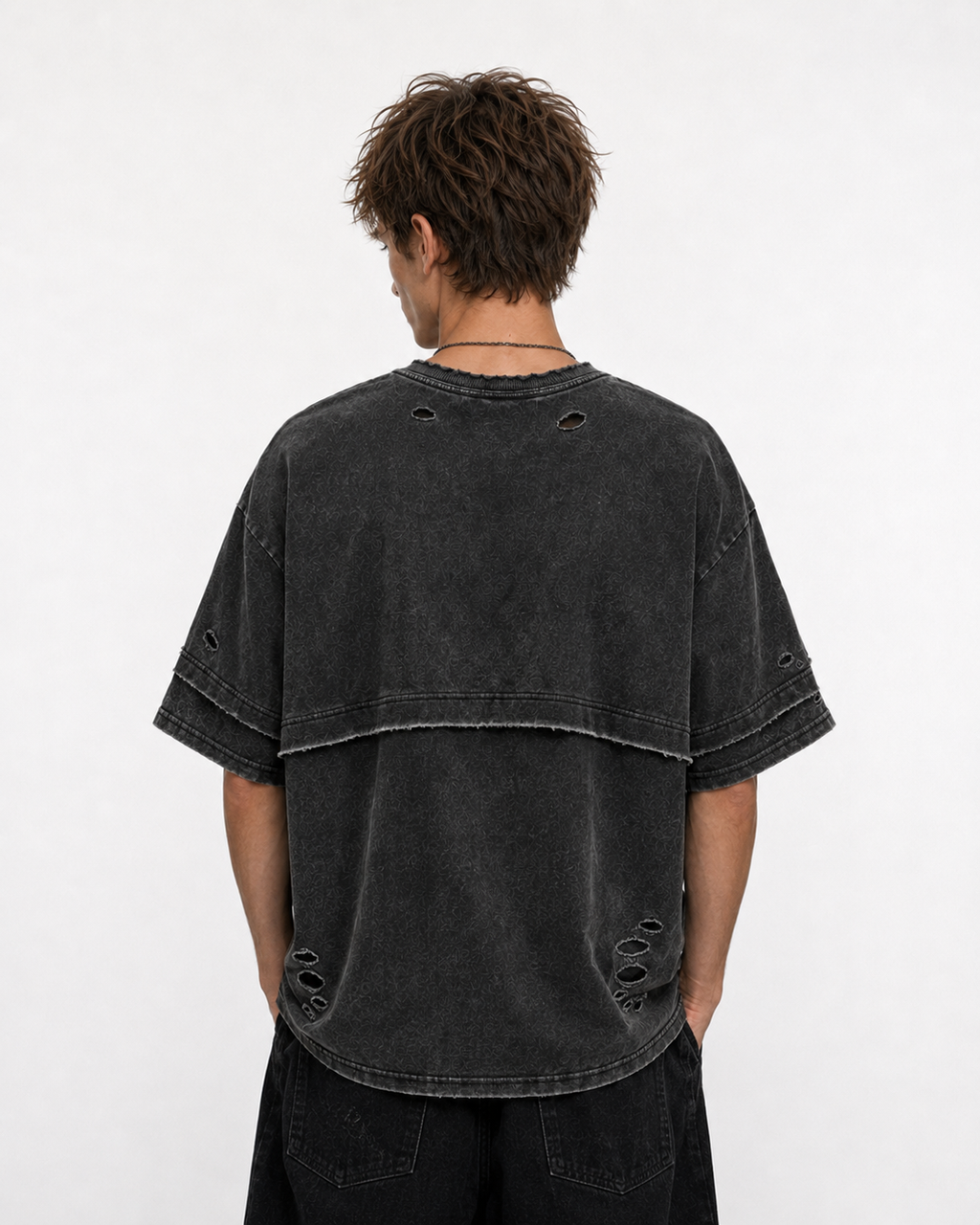 KIIKIO American-Style Distressed High-Street T-Shirt