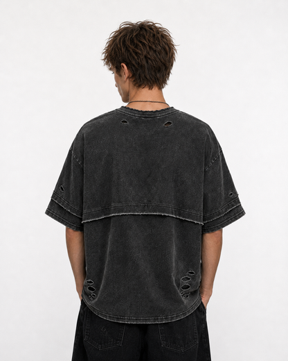 KIIKIO American-Style Distressed High-Street T-Shirt