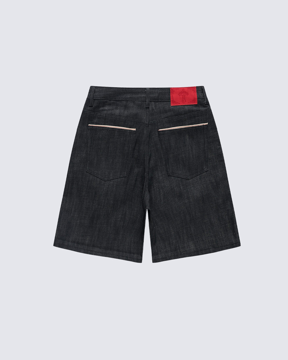 KIIKIO Punk Metal Buckle Raw Black Denim Shorts