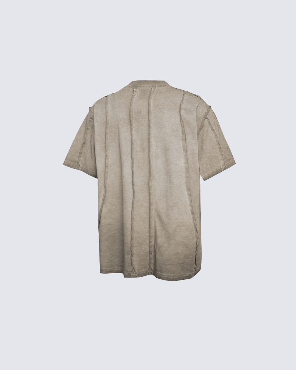 Vertical Raw Seam Washed Crew Neck T-shirt
