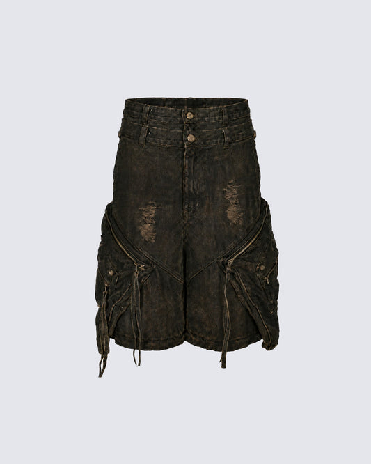 KIIKIO Retro Double-Waistband Bermuda Shorts