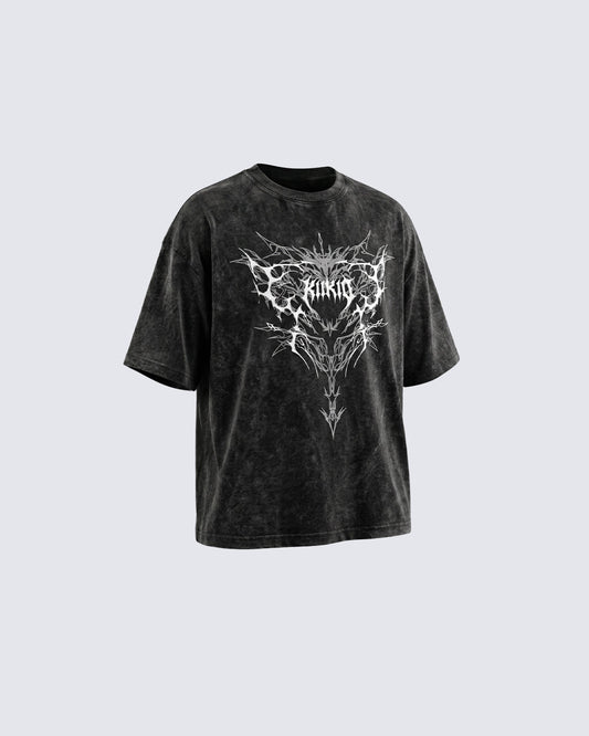 Retro Personality  Washed Skull Print T-Shirt