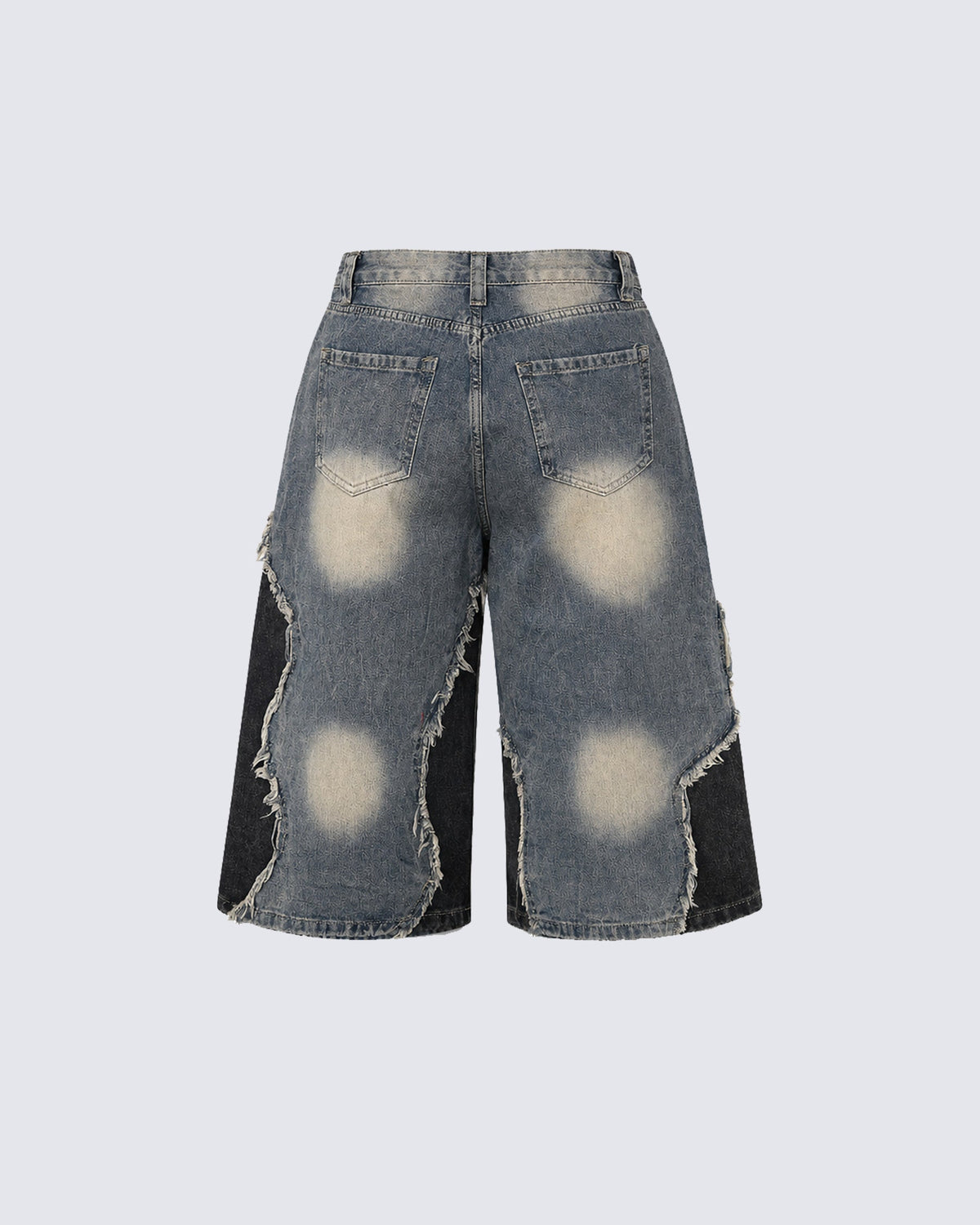 American-Style Distressed Washed Color-Blocked Ripped Capri Pants