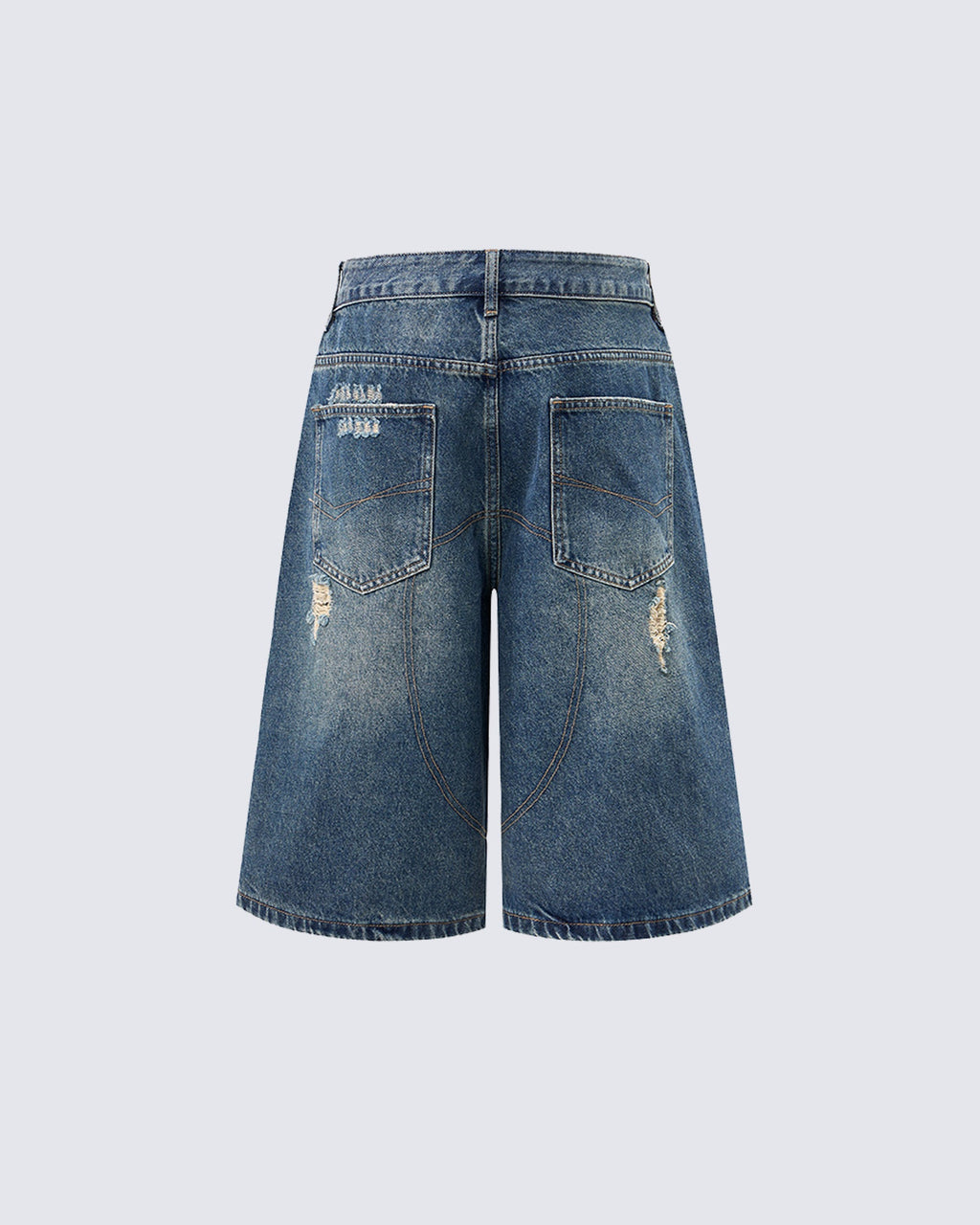 Distressed Patchwork Denim Shorts