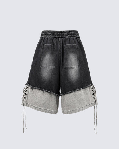 KIIKIO High-Street Wasteland-Style Hip-Hop Color-Block Cropped Pants