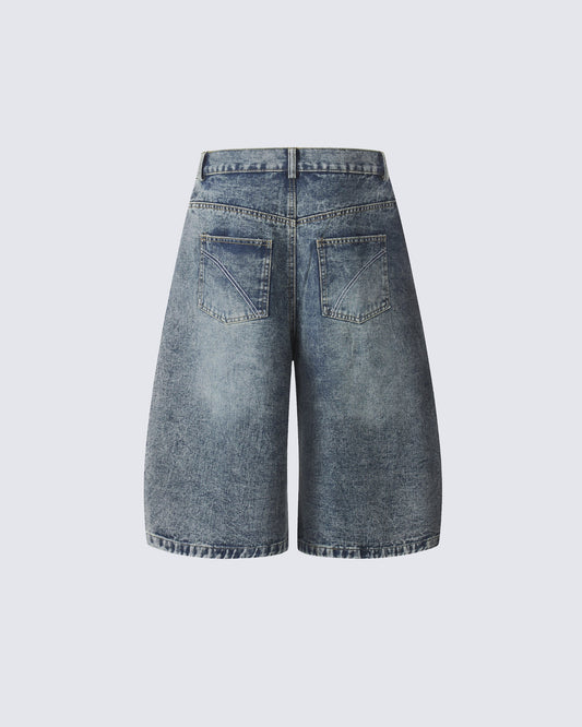 Retro Washed Studded Denim Capri Pants