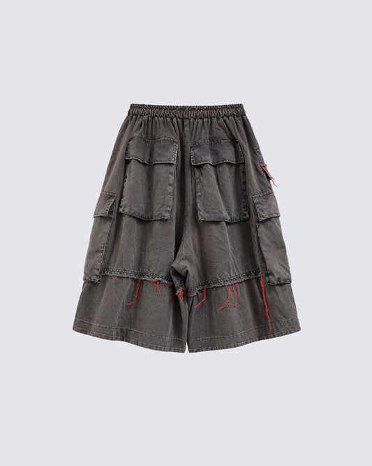American-Style Patchwork Ripped Jeans With Frayed Edges