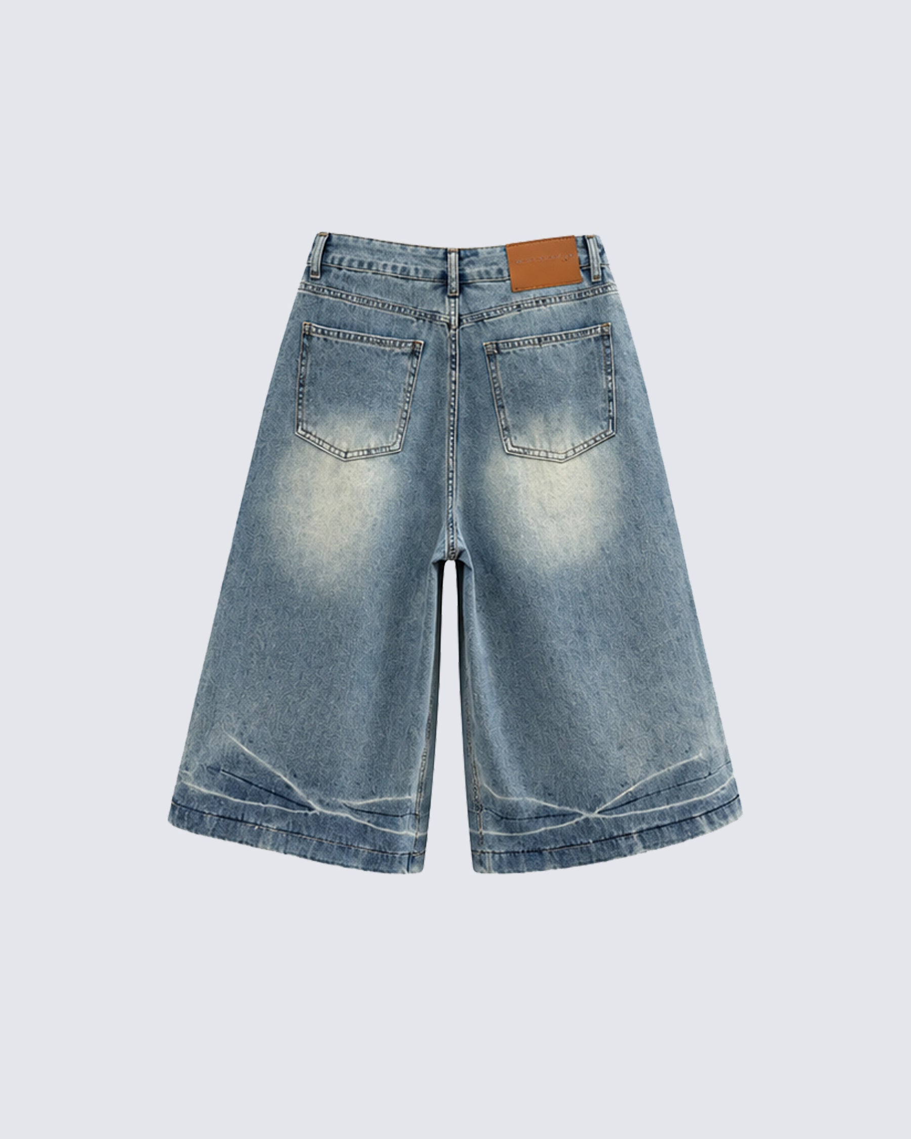 KIIKIO Retro Asymmetrical Pocket Denim Straight Shorts