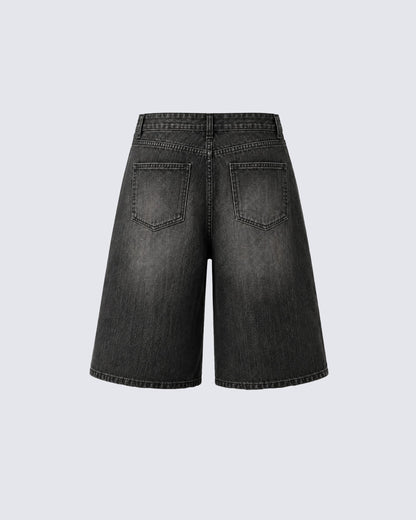 American-Style Distressed Streetwear Design With Cross Print Shorts