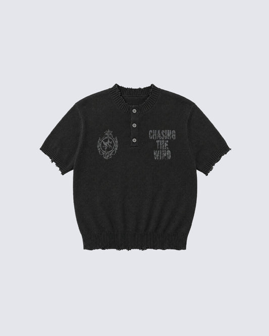 American Retro Cross Print Short-Sleeved Shirt
