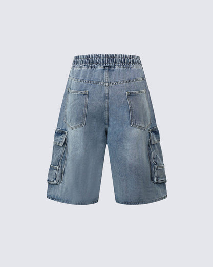KIIKIO Vintage Washed Denim Shorts