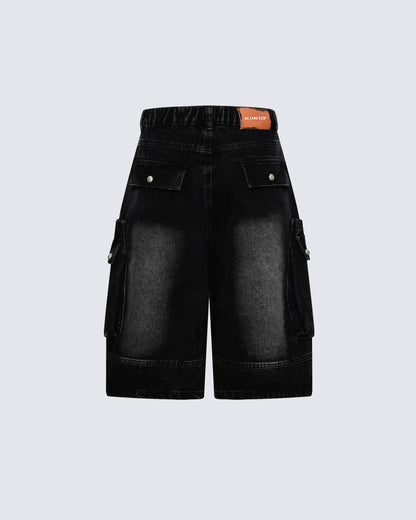Vintage Washed Distressed Pocket Capri Pants