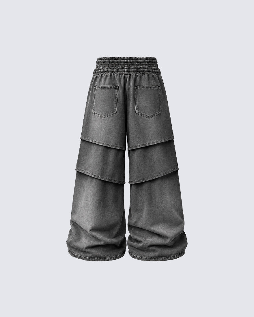 KIIKIO Layered Washed Wide-Leg Sweatpants
