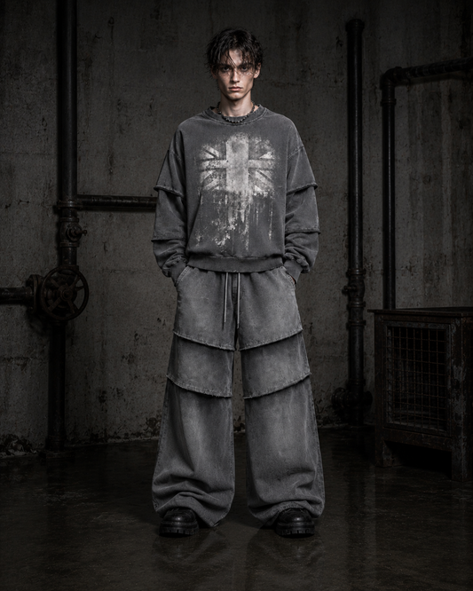 KIIKIO Layered Washed Wide-Leg Sweatpants