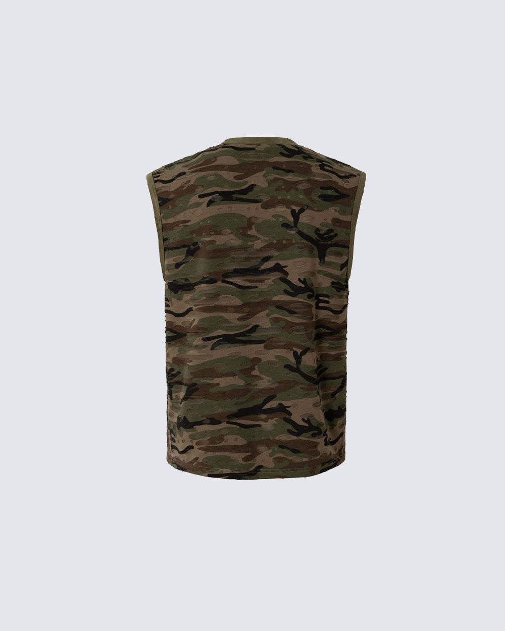 American Retro Wasteland Style Ripped Camouflage Vest