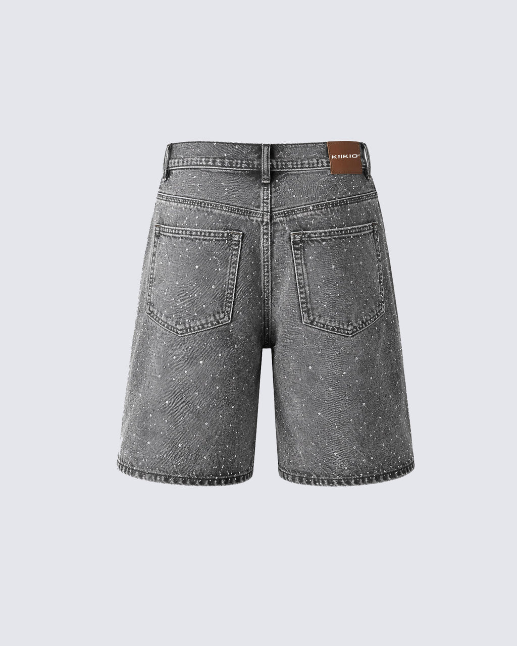 All Over Rhinestone Washed Denim Jort Shorts