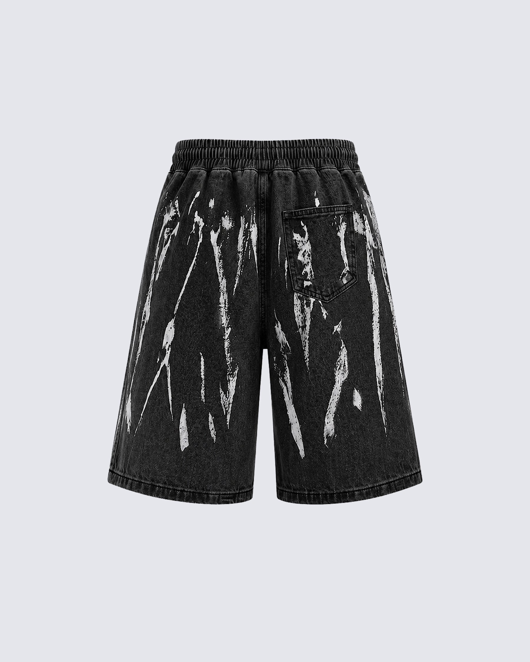 Paint Splatter Denim Shorts