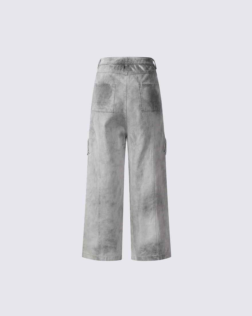 KIIKIO Retro Washed Distressed Double-Waist Wide-Leg Pants