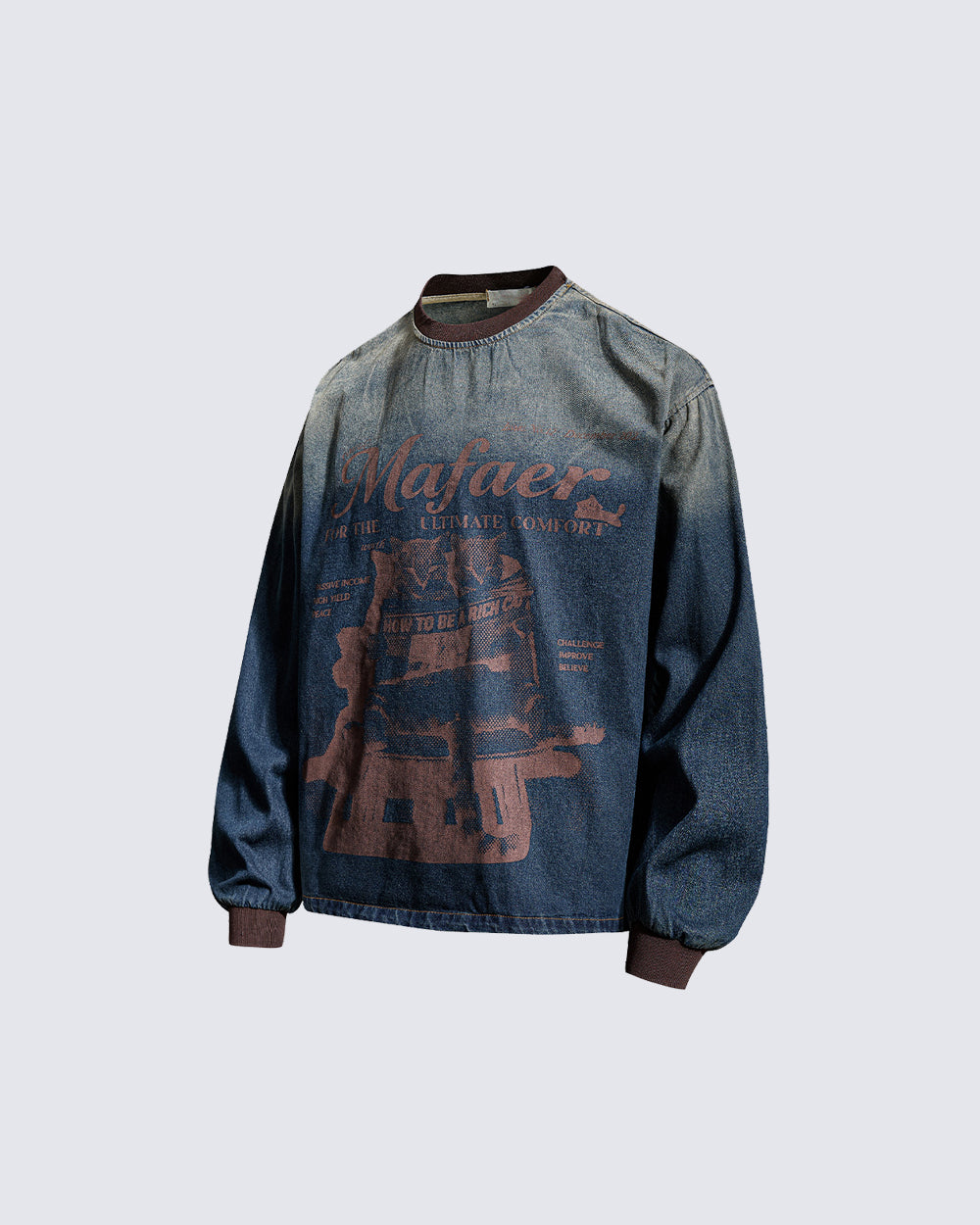 KIIKIO American Vintage-Style Gradient Washed Sweatshirt