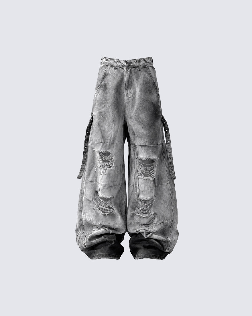 KIIKIO Punk Tie-Dye Distressed Jeans