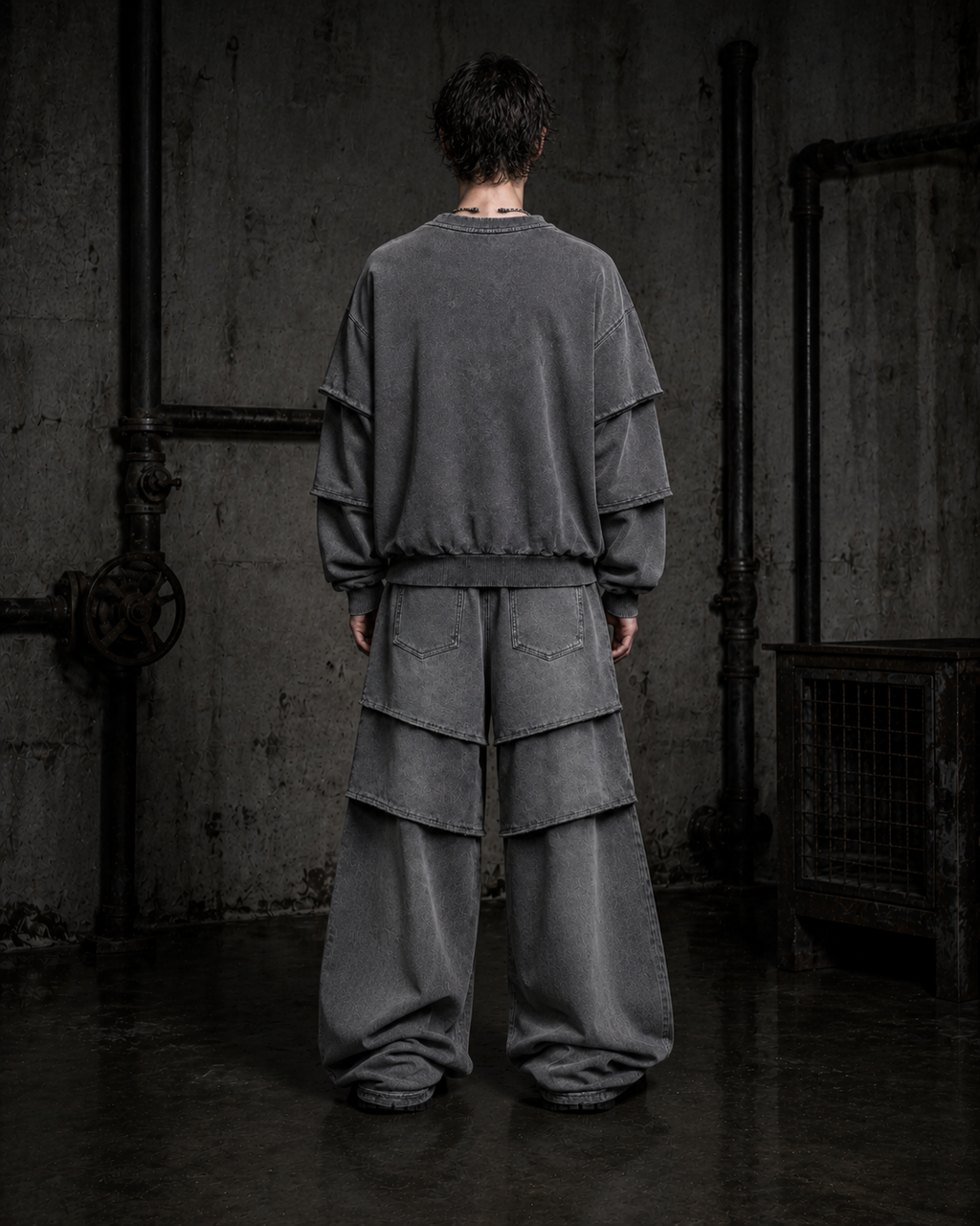 KIIKIO Layered Washed Wide-Leg Sweatpants