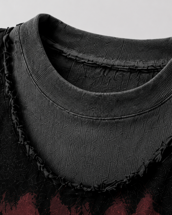 KIIKIO Two-Tone Raw Edge Patchwork Layered Long Sleeve Tee