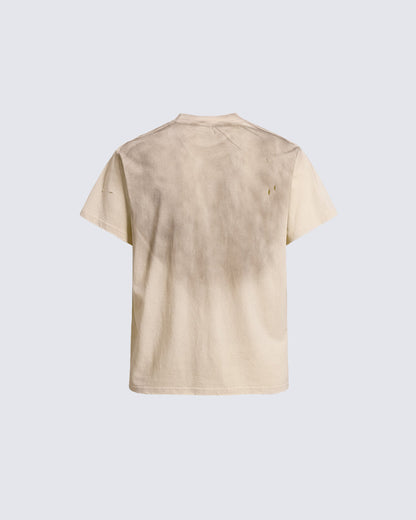 American-Style Distressed Short-Sleeved T-Shirt With Cross Design