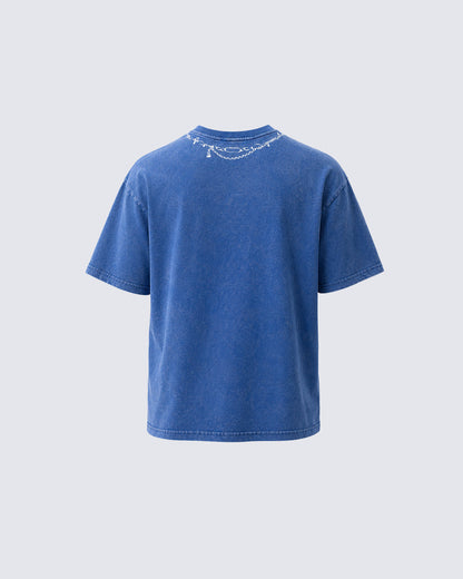 Distressed Graphic Chain Print T-shirt