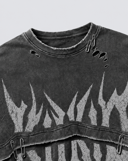 KIIKIO American-Style Distressed High-Street T-Shirt