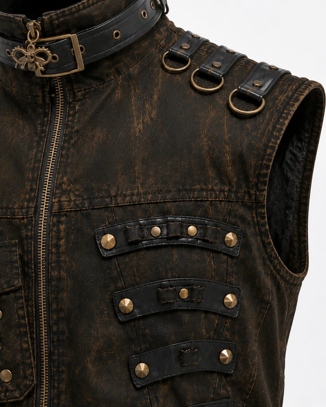 KIIKIO Retro-Style Distressed Metal-Rivet Versatile Vest