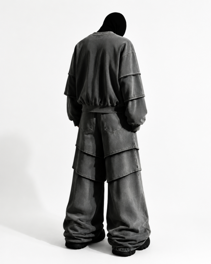 KIIKIO Layered Washed Wide-Leg Sweatpants