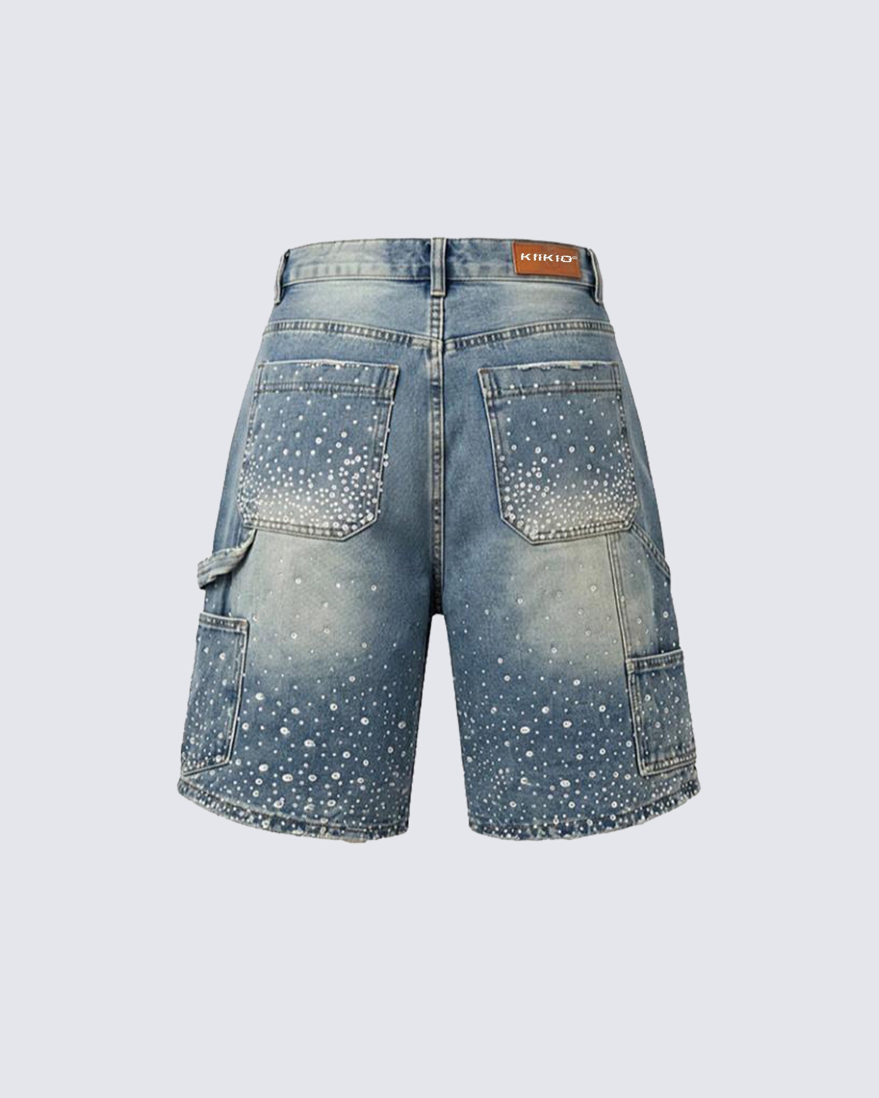KIIKIO High Street Firework Rhinestone Denim Shorts