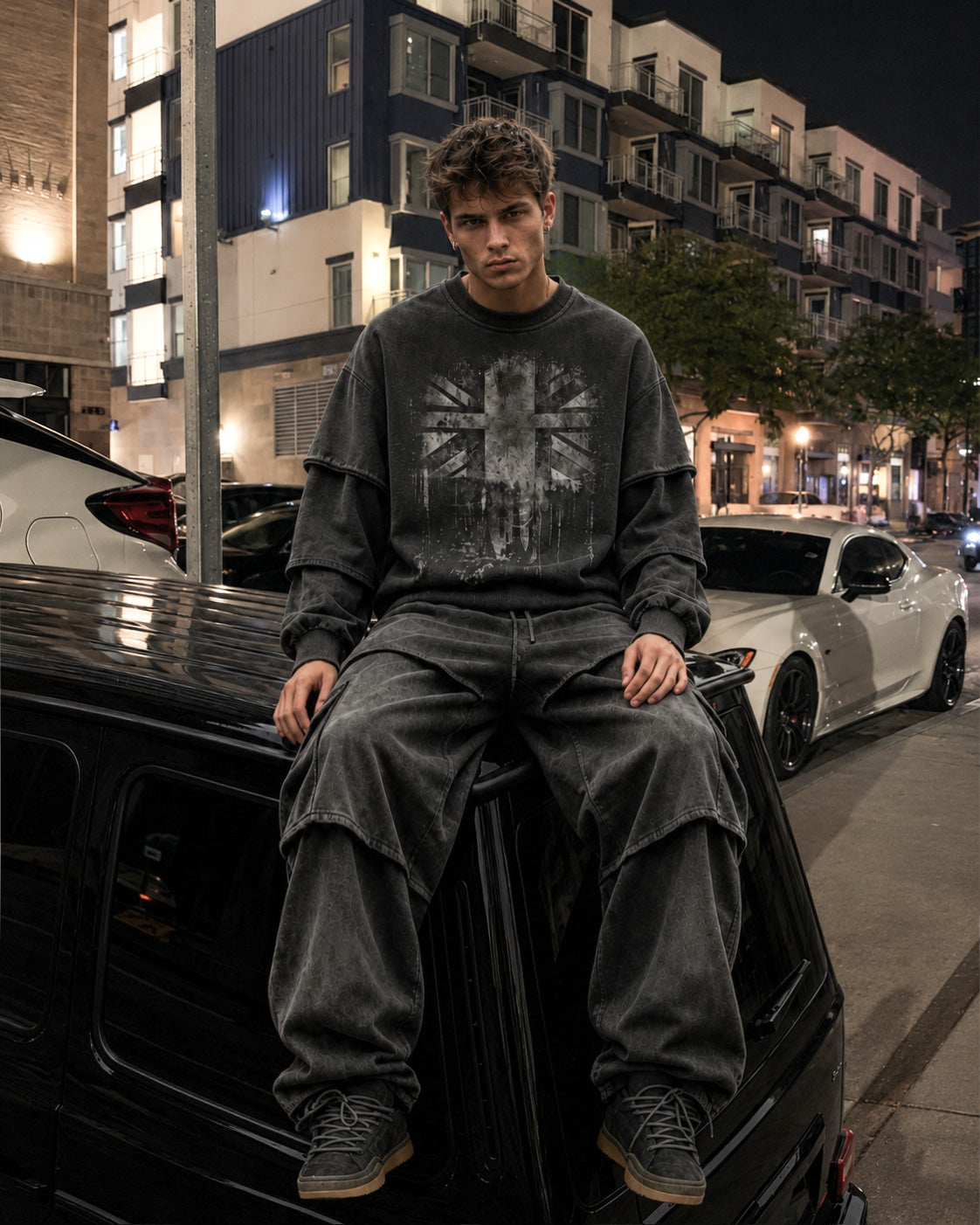 KIIKIO Layered Washed Wide-Leg Sweatpants